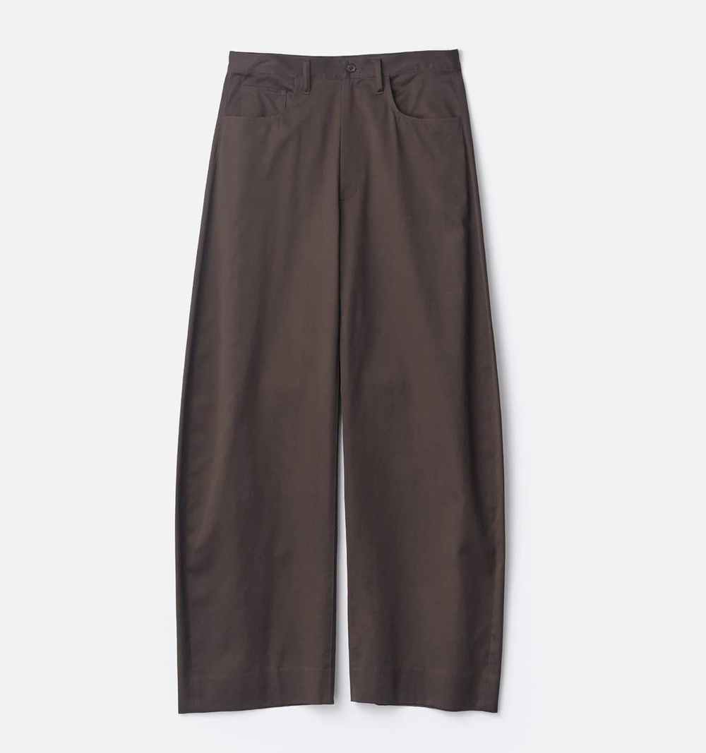 【ssstein】 COTTON SATIN ROUND PANTS SSSTEIN – COTTON SATIN ROUND PANTS (DARK BROWN) — EQUIPMENT